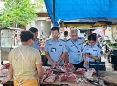 <b>沉点核查各发卖摊位“动物检疫及格证明、肉品</b>
